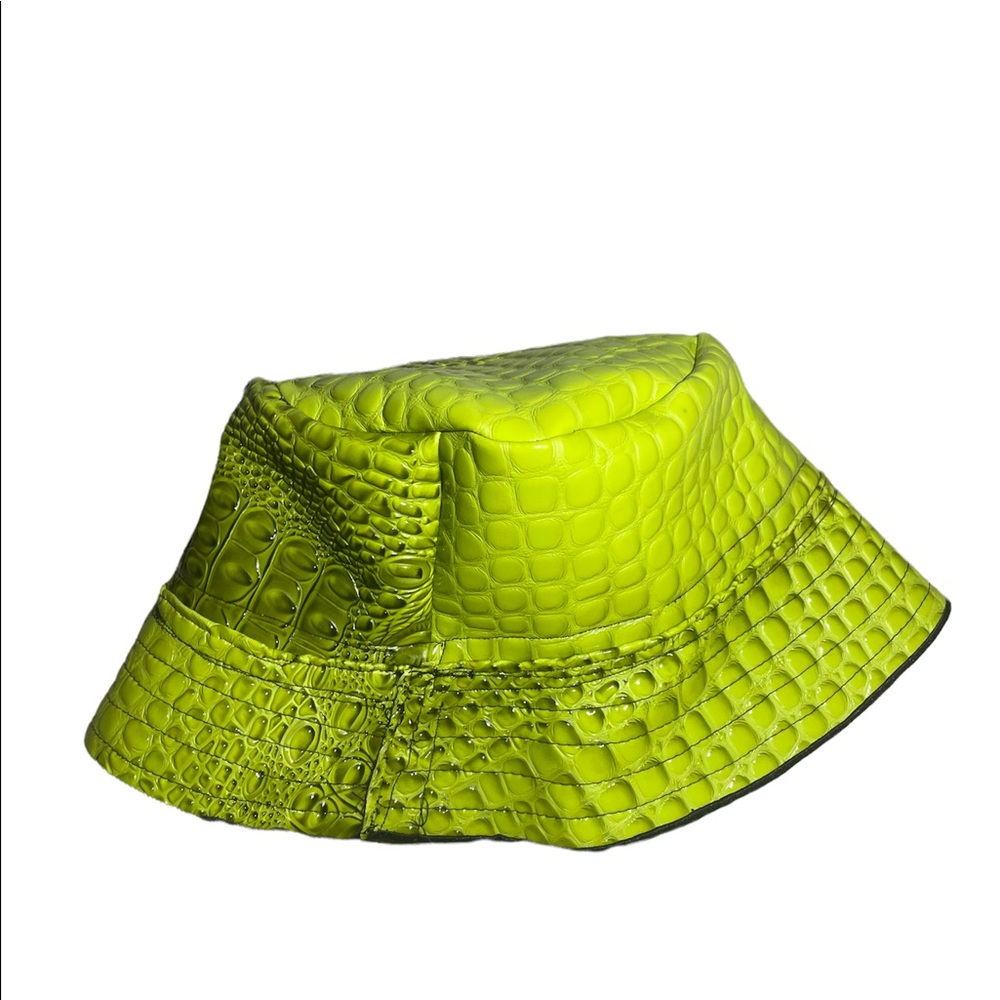 Handmade Neon Crocodile Print Buckethat